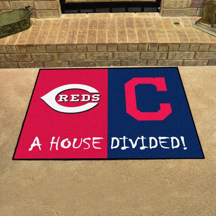 MLB House Divided Reds Indians House Divided Mat Fanhood Gear