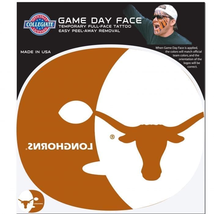 Texas Longhorns Game Face Temporary Tattoo