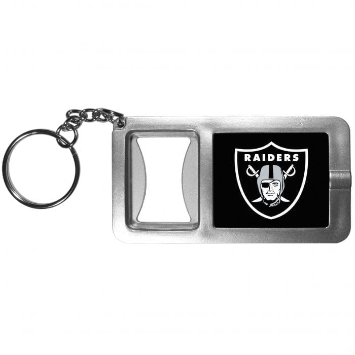 Oakland Raiders Flashlight Key Chain with Bottle Opener
