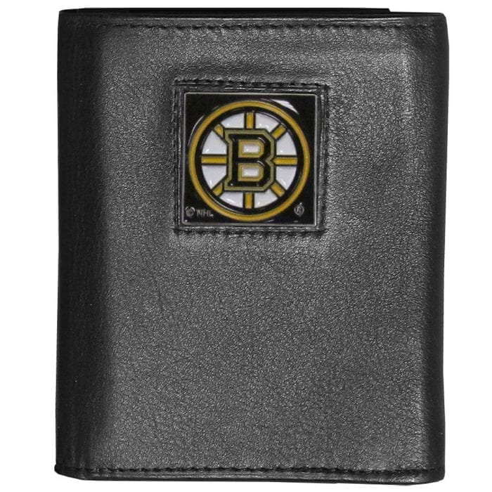 Boston Bruins® Deluxe Leather Tri-fold Wallet Packaged in Gift Box