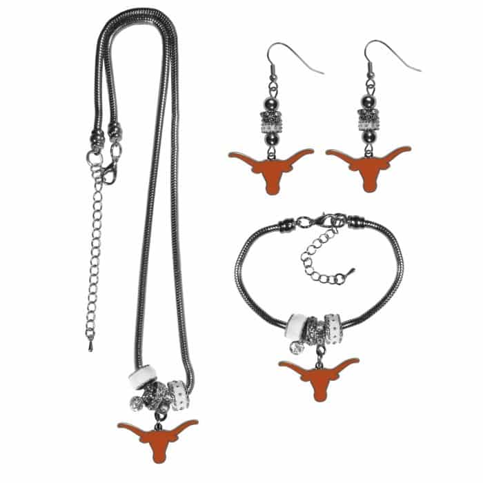 Texas Longhorns Euro Bead Jewelry 3 piece Set