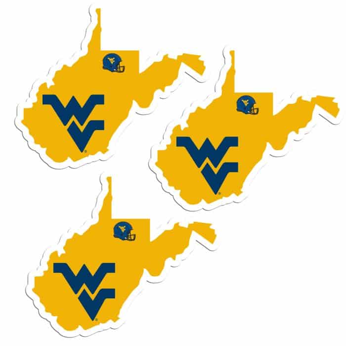 W. Virginia Mountaineers Home State Decal, 3pk