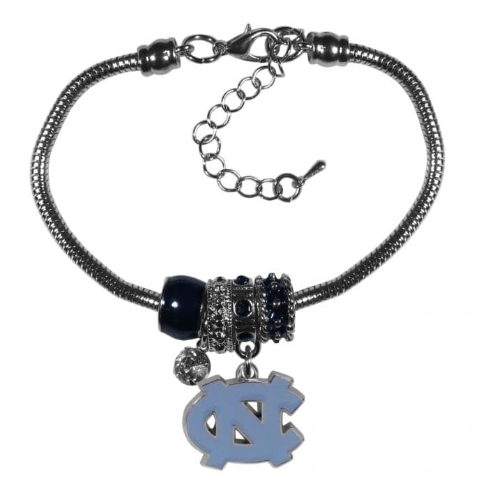 N. Carolina Tar Heels Euro Bead Bracelet