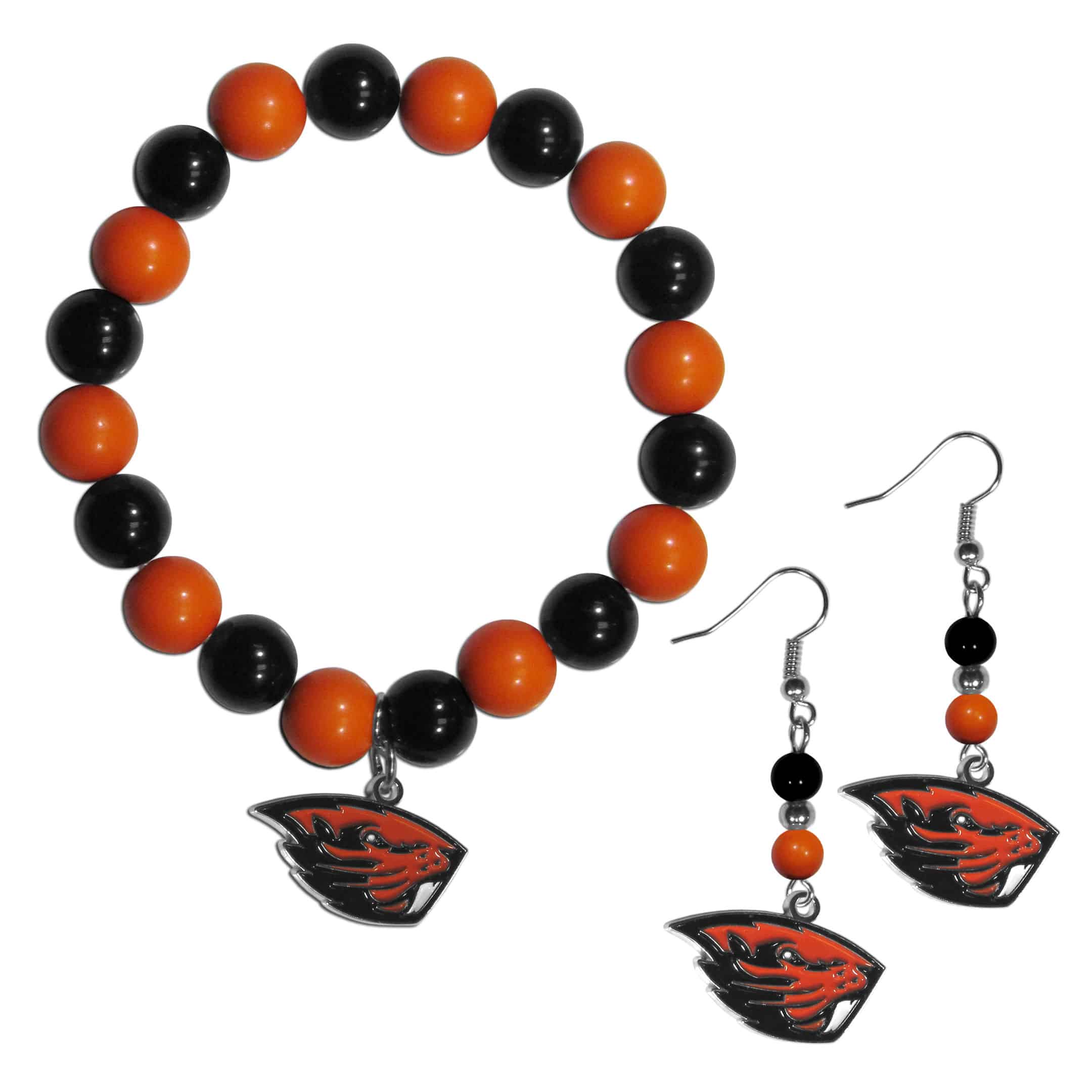 Oregon St. Beavers Fan Bead Earrings and Bracelet Set | Fanhood Gear