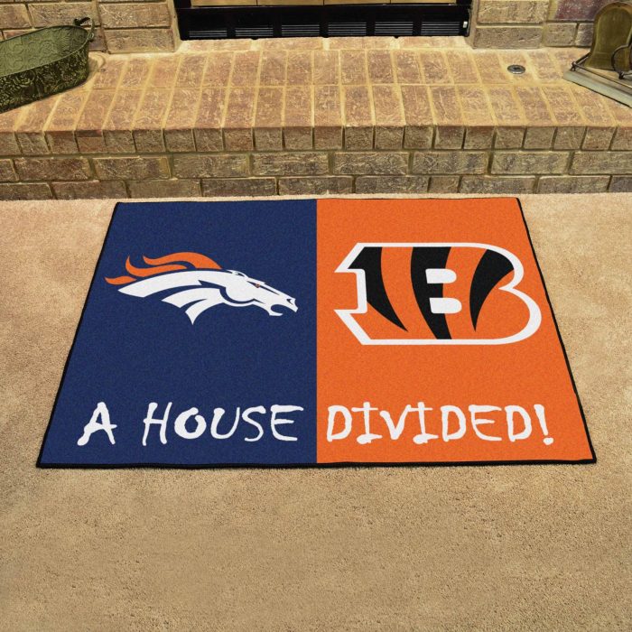 NFL House Divided - Broncos / Bengals House Divided Mat