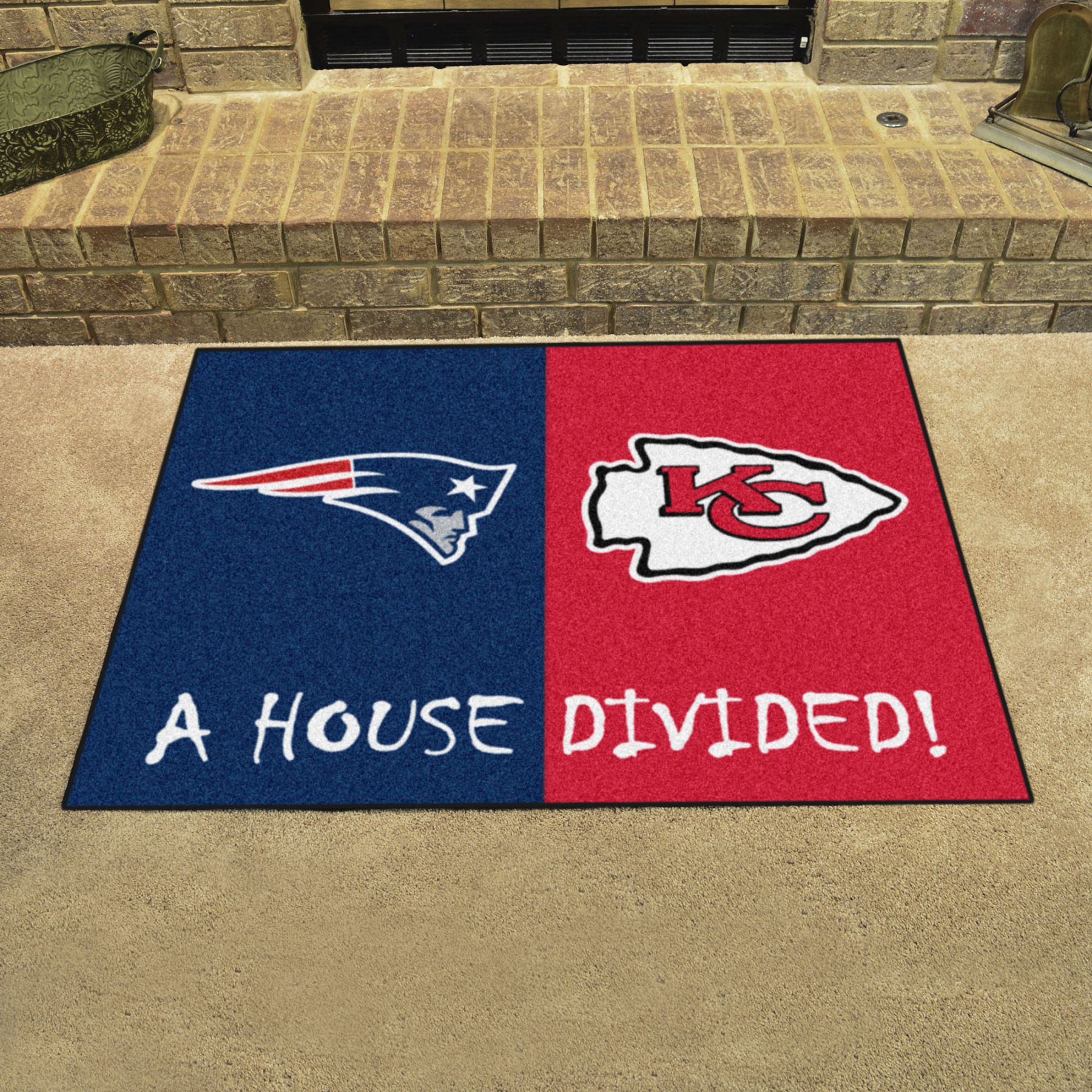 NFL House Divided - Patriots / chiefs House Divided Mat | Fanhood Gear