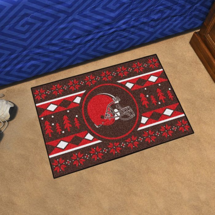 Cleveland Browns Holiday Sweater Starter Mat