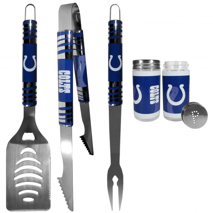 Indianapolis Colts 3 pc Tailgater BBQ Set and Salt and Pepper Shaker Set