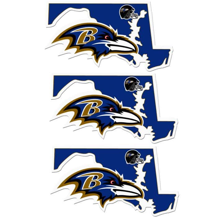 Baltimore Ravens Home State Decal, 3pk