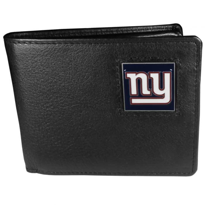 New York Giants Leather Bi-fold Wallet Packaged in Gift Box