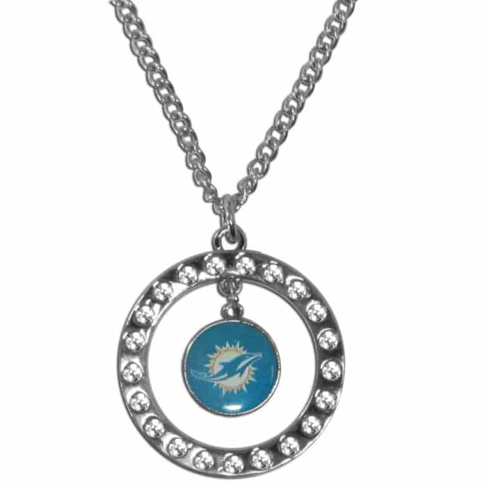 Miami Dolphins Rhinestone Hoop Necklace