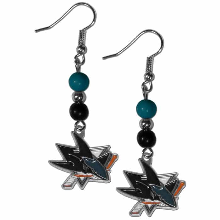 San Jose Sharks® Fan Bead Dangle Earrings