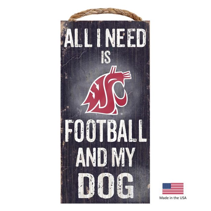 Washington St. Cougars Distressed Football And My Dog Sign - Image 2