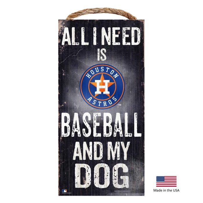 Houston Astros Distressed Baseball And My Dog Sign - Image 2