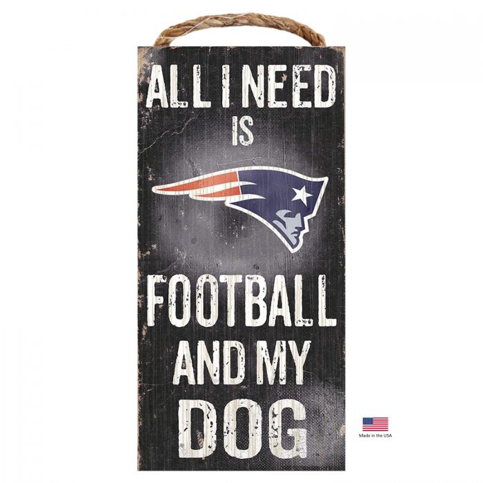 New England Patriots Distressed Football And My Dog Sign