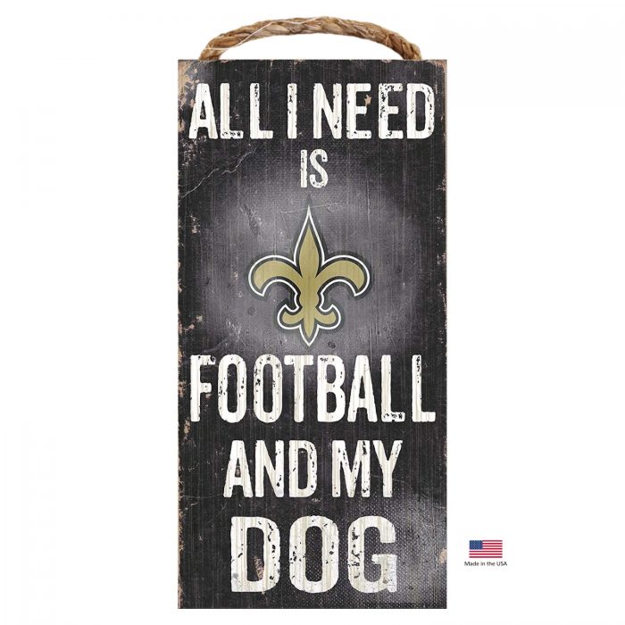 New Orleans Saints Distressed Football And My Dog Sign - Image 2